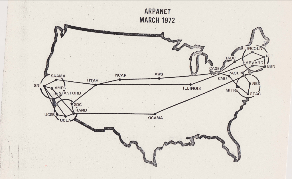  Arpanet 1972 kartta